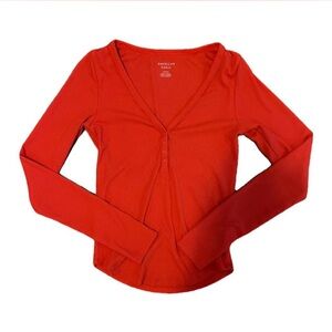 american eagle red long sleeve henley top new without tags